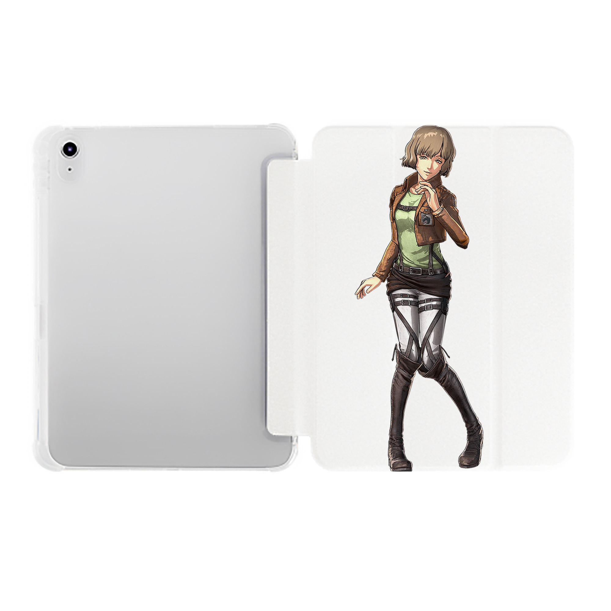 （画像用） 進撃の巨人 ヒツチ Attack on Titan Hitch IPad ケース ペン収納付き 三つ折りスタンド PUレザー×シリコン 対応機種9.5/10.5/10.9インチ